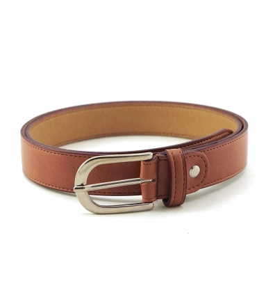 VSI VANI Apple brown vegan belt with rounded silver buckle made in Italy