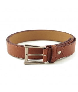 Ceinture vegan VSI VANYA marron pomme avec boucle carrée argentée, fabriquée à la main en Italie