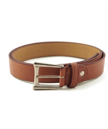 VSI VANYA Vegan belt brown apple with square silver buckle, handmade in Italy