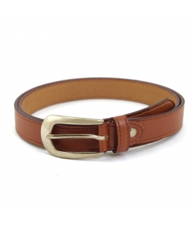 VSI OZA Vegan Belt Brown Thin Apple Elongated Buckle Silver Made in Italy