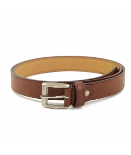 VSI RODRI Slim vegan belt in brown leather with silver-tone square buckle