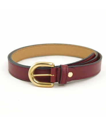VSI ARIEL Red vegan belt with gold half-moon domed buckle, handmade in Italy