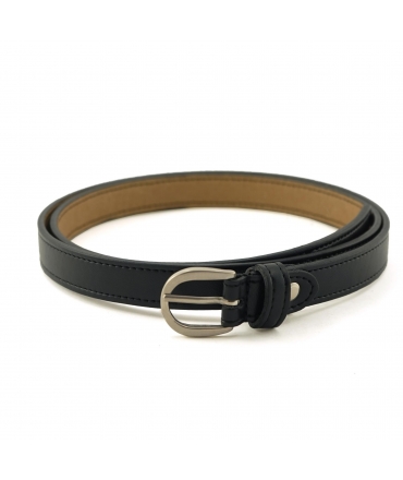 Ceinture végétalienne VSI ISILI, pomme noire, boucle argentée, fabriquée à la main en Italie