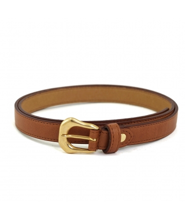 VSI AMON Thin Vegan Belt Brown Apple Gold Buckle Made in Italy