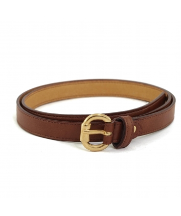 VSI BIRI Cintura ecologica Donna color cuoio con fibbia rotonda Made in Italy