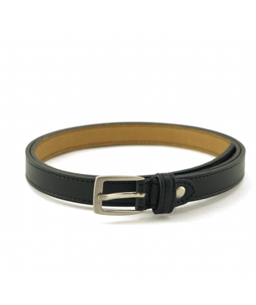 VSI NAXA Black Vegan Belt with Thin Apple Shape and Square Buckle Made in Italy