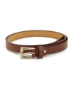 Ceinture fine végane VSI MESA marron avec boucle rectangulaire argentée, fabriquée en Italie