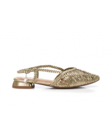 XTI Vegane Slingback-Ballerinas Golden Summer Spitzschuh Geflochten