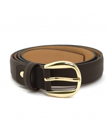 VSI RIRI vegan belt dark brown corn with gold domed buckle, handmade in Italy