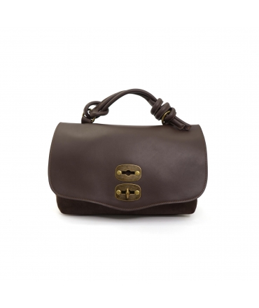 VSI AFFI Dark brown vegan bag with two-material suede effect and shoulder strap made in Italy