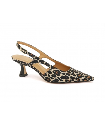 VSI SAVAGE Slingback animalier vegan low heel pointed toe Made in Italy