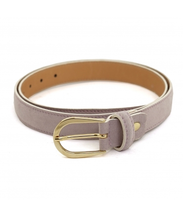 Ceinture végane en alcantara lilas VSI SEFI Slim avec boucle dorée fabriquée à la main Fabriqué en Italie