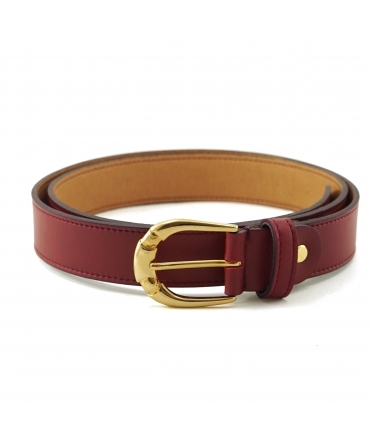 Ceinture vegan VSI TRIFY marron maïs avec boucle dorée allongée, fabriquée à la main en Italie