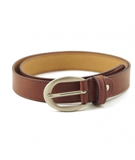 Ceinture marron vegan VSI UMA avec boucle argentée allongée, fabriquée à la main en Italie