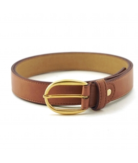 Ceinture vegan marron pomme VSI ERI avec boucle dorée arrondie Fabriquée en Italie