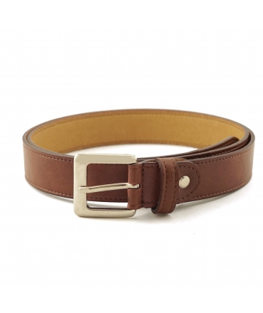 VSI RIXA Thin Vegan Belt Brown Apple Square Buckle