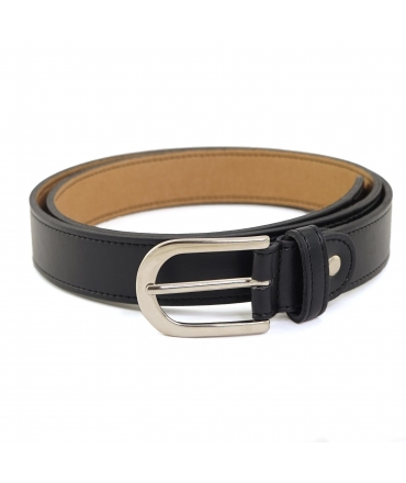 VSI VANI Vegan Belt Black Apple Elongated Silver Buckle Handcrafted in Italy