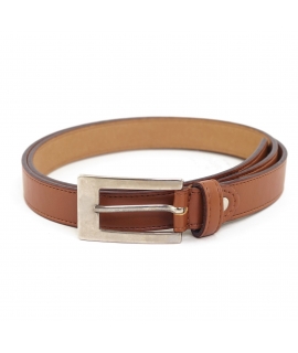 Ceinture fine vegan VSI MIREA marron pomme boucle carrée