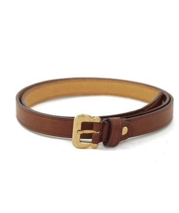 Ceinture fine végétalienne VSI ASLA marron avec boucle dorée, fabriquée en Italie