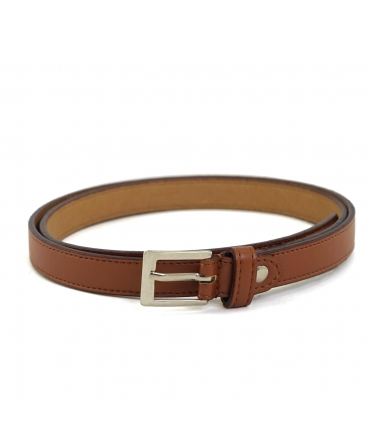 VSI DRINA Vegan belt in brown with thin apple shape and silver square buckle Made in Italy