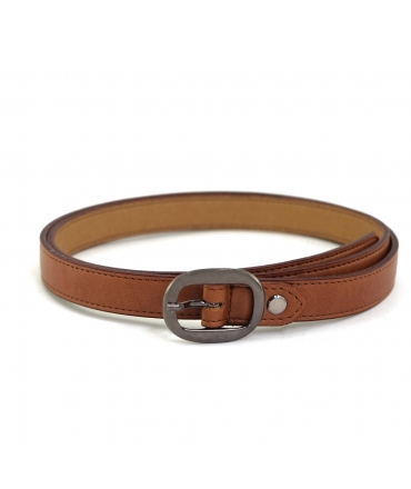 Ceinture fine écologique vegan VSI RINDA, marron pomme, boucle ronde, bronze