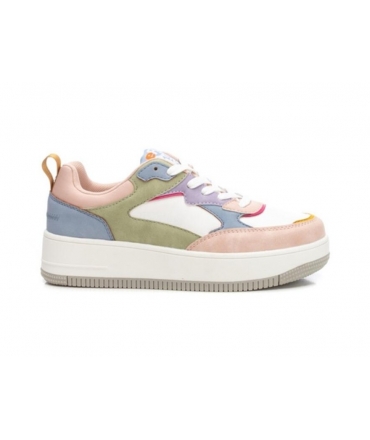 REFRESH Zapatillas veganas plataforma multicolor pastel para mujer