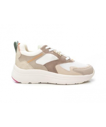 REFRESH Baskets compensées animalier beige vegan à semelle épaisse