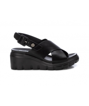 Sandalias veganas REFRESH para mujer con plataforma de cuña cruzada negra