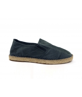 NATURAL WORLD espadrille vegan Homme bleu Slip on Bio Cotton semelle écologique amovible