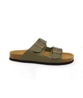 NATURAL WORLD vegan slippers double band Unisex khaki eco