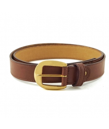 Ceinture vegan marron VSI SIBA avec boucle dorée arrondie Fabriquée en Italie