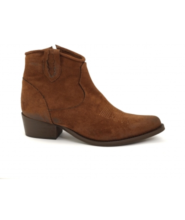 VSI DALLAS niedrige braune Texan-Ankle-Boots mit Wildlederoptik, hergestellt in Italien