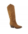 VSI OTTAWA texano alto marrone chiaro ricamato tacco scarpe vegane Made in Italy