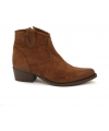 Bottines texanes basses marron VSI DALLAS à effet daim, fabriquées en Italie