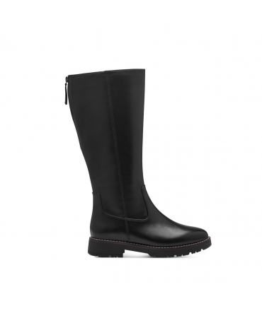 JANA Schwarze vegane Halbstiefel, verstellbarer Schaft, wasserdicht, runde Spitze, Reissverschluss