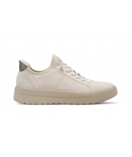 JANA beige vegan women's sneakers with no-slip step and elastic laces