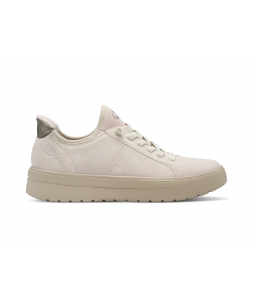 Zapatillas veganas de mujer JANA beige con pisada antideslizante y cordones elásticos