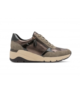 JANA vegan sneakers for women, grey, wedge, zipper, lace-up, vegan shoes