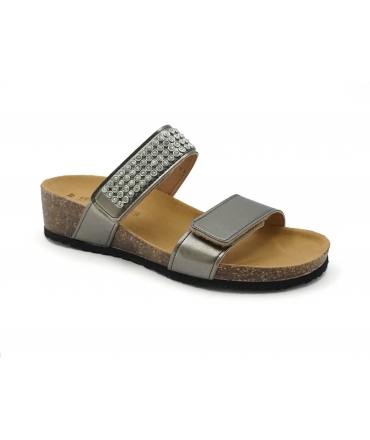 VSI CORA Chaussures pour femmes Pantoufles, compensées, strass, chaussures végétaliennes, Made in Italy