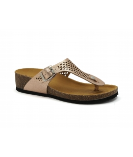 VSI TRIA Zapatos para mujer Chanclas, hebilla, zapatos veganos con cu&ntilde;a perforada Made in Italy