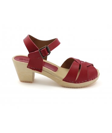 VSI AMBIL Chaussures Femme Sandales Sabots Sabots talon en bois sangle tissée chaussures végétaliennes Made in Italy