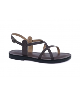 VSI MAYA Sandales plates v&eacute;ganes tiss&eacute;es pomme marron fonc&eacute; Made in Italy
