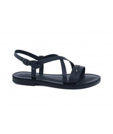 VSI NISI Schwarze vegane Sandalen für Damen mit Apfel-Öko-Riemen Made in Italy