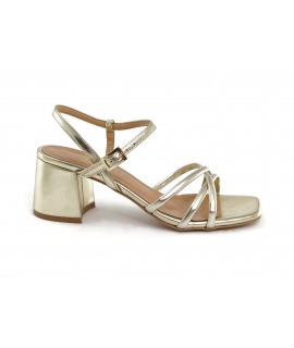 VSI NIVA Vegane Damensandalen in Gold mit quadratischem Zehenriemen und Fersenriemen Hergestellt in Italien