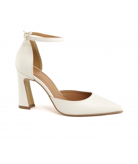 VSI AUDRY Scarpe Sposa Vegan avorio Decollet&egrave; punta tacco alto cinturino Made in Italy