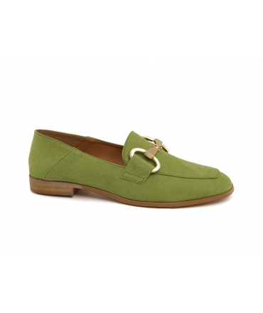 VSI FLO Green vegan moccasins square mules with suede effect horsebit vegan shoes