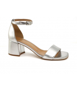 VSI NICE Silberne vegane Sandalen geschlossener Absatz vegane Schuhe Made in Italy eco