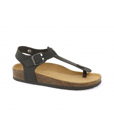 VSI TIVA Schwarze vegane Zehenstegsandalen mit weichem Fussbett, hergestellt in Italien