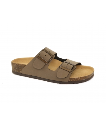 Pantuflas veganas VSI COLORADO Mocha con doble banda suave en la plantilla Made in Italy