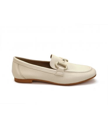 VSI VILA Mocasín vegano blanco con clip scape vegano Made in Italy